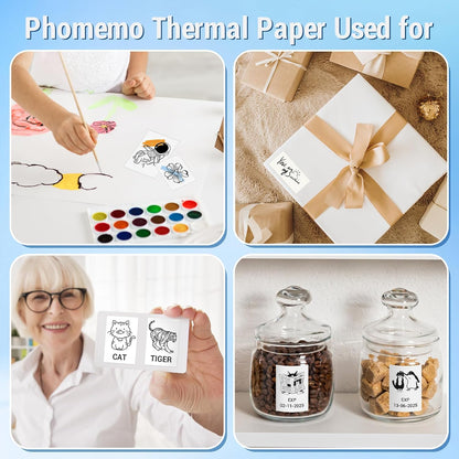 White Self-Adhesive Thermal Paper, Glossy Printable Sticker Paper for  M02/M02 Pro/M02S/M03 Pocket Mobile Printer, Black on White, 50Mm X 3.5M, Diameter 30Mm, 3-Rolls