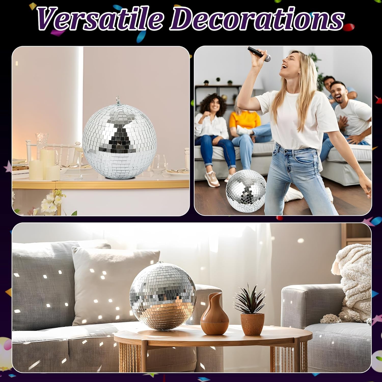 8" Disco Light Mirror Ball with Hanging Ring
