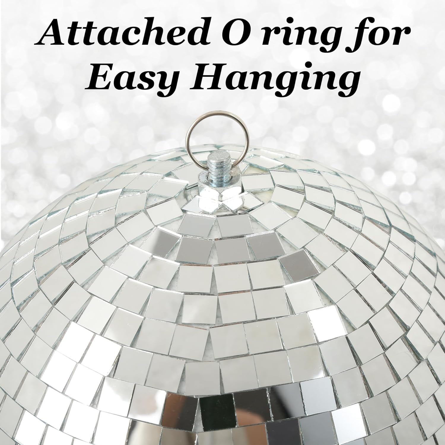 8" Disco Light Mirror Ball with Hanging Ring